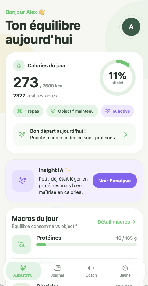 Appli de suivi diététique par Alrow