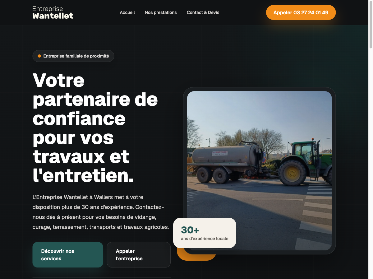 Site Entreprise Wantellet par Alrow